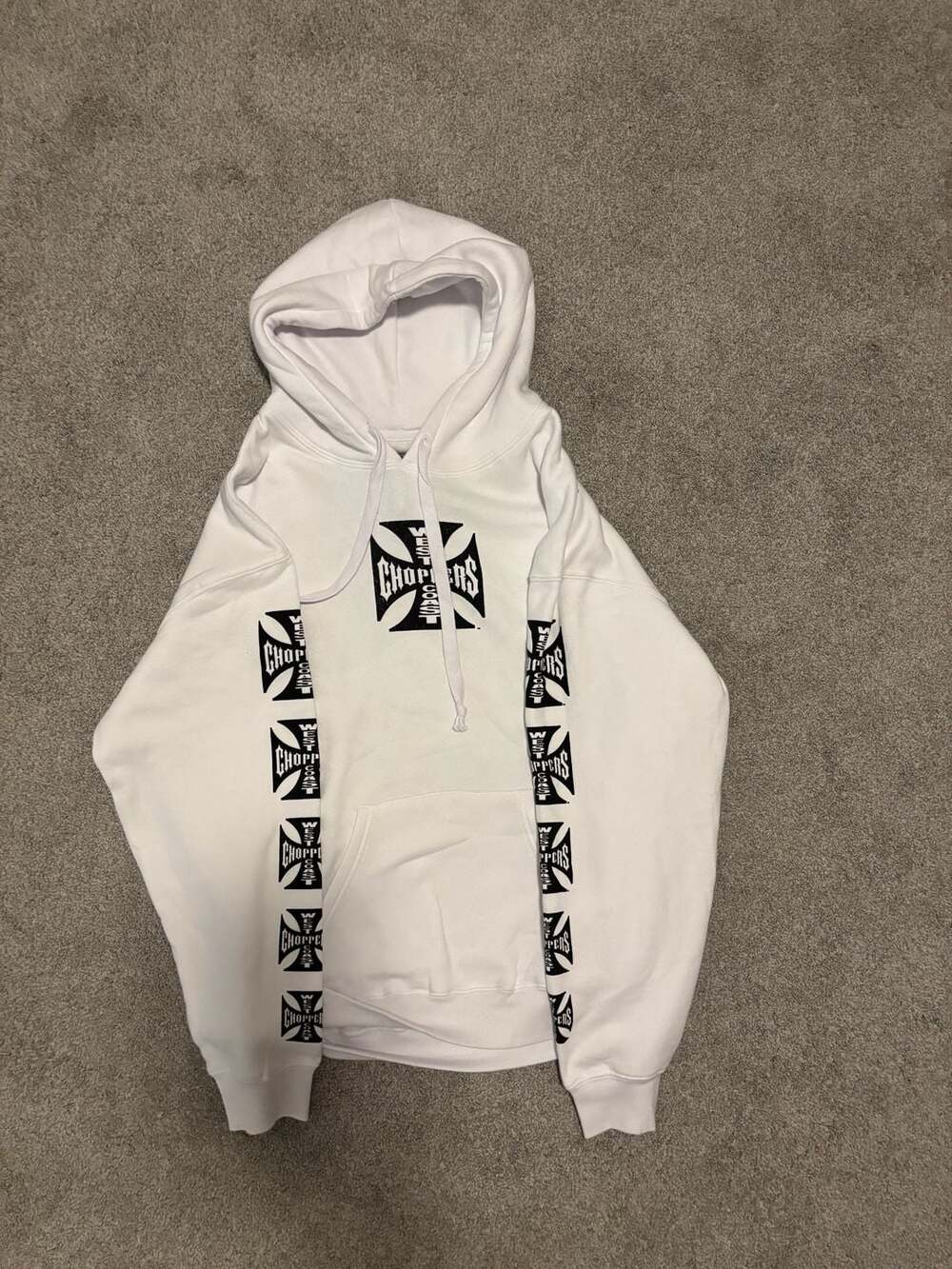West Coast Choppers Hoodie Size L White Long Beach CA